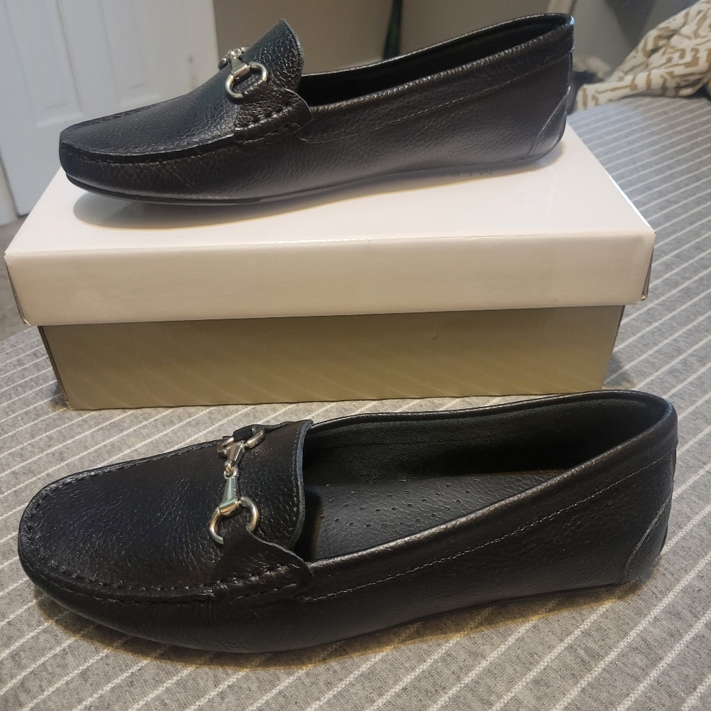 Black Leather Loafers Size 10